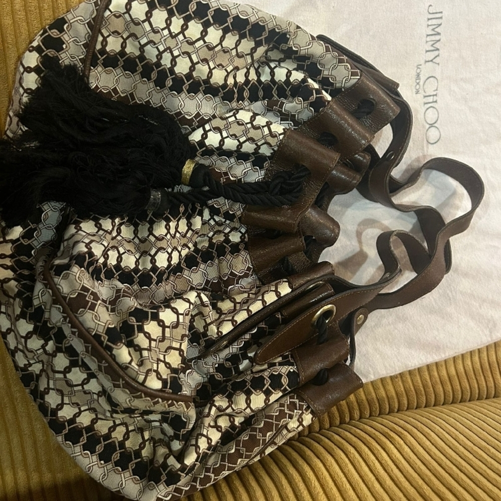 Jimmy Choo Brown and Cream Patterned Bag